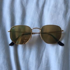 Hexagonal Gold Ray-Bans